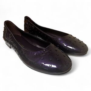 Tamara Mellon Purple Plum Patent Leather Studded Ballet Flats EU 36 Fairy Grunge